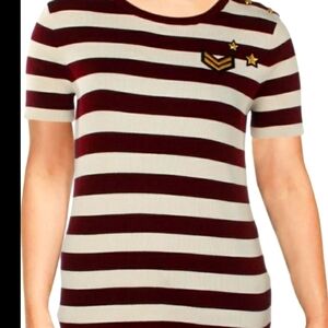 LAUREN RALPH LAUREN Womens Madara Pullover Sweater, Small EUC Military Parches